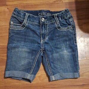 Cherokee Blue Denim Shorts with White Stitching